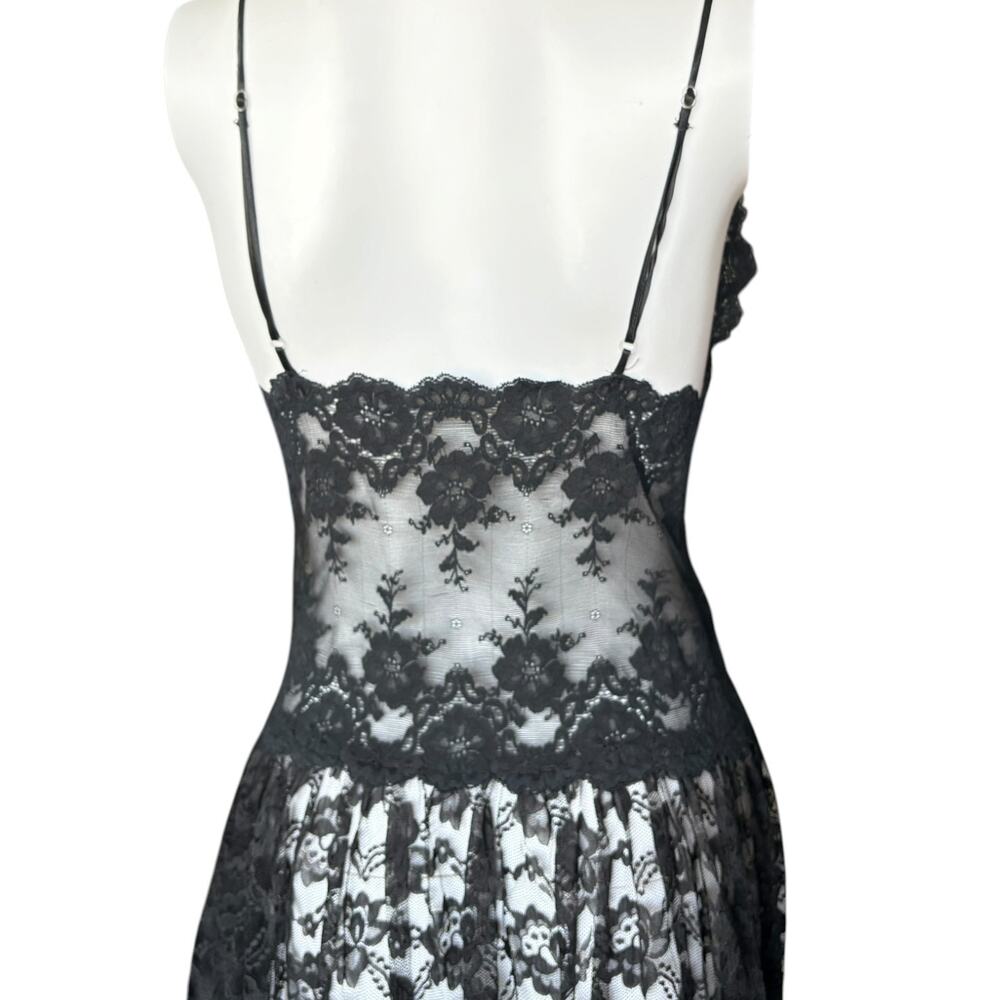 Vintage Victoria's Secret Gold Label Medium Black Sheer Floral Lingerie Dress - Picture 9 of 16